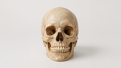 Fototapeta premium Isolated skull on a white backdrop with themes of death and health