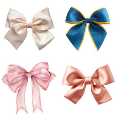 Set of isolates without background featuring colorful decorative bows for celebrations.