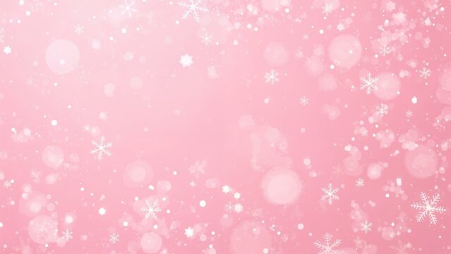 Holiday season background with snowflakes set against a pink backdrop and area for text