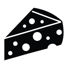 Black Cheese Wedge with Holes and Two Stripes Minimalist Food Illustration