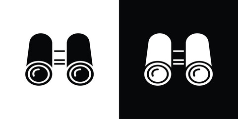 Binoculars icon silhouette collection in black and white flat solid versions for graphic designs