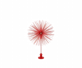 Striking Miniature Red Firecracker Sculpture with Dazzling Radiating Spokes on a Stand for Home Decor