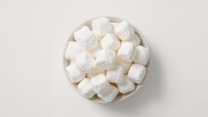 Overhead Perspective of a Bowl Containing Soft White Marshmallows