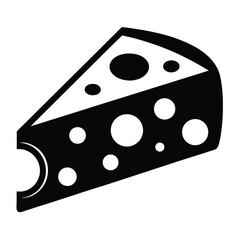 Black and White Graphic Illustration of a Wedge of Cheese with Holes