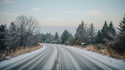 Fototapeta premium Road covered with snow
