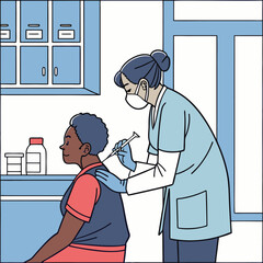 Person getting vaccinated by healthcare worker generated by ai