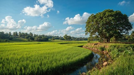 Mesmerizing views of lush rice terraces in the coastal area.