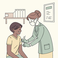 Person getting vaccinated by healthcare worker generated by ai