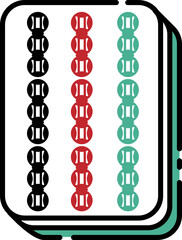 Obraz premium flat colorful outline style Chinese Mahjong down