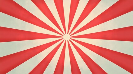 Fototapeta premium Vivid Radial Sun Concept with Red and White Strips and Gentle Circular Radiating Center Design
