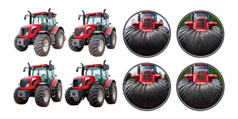Red Agricultural Tractor with Agricultural Wheels and Details