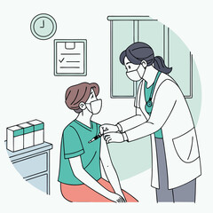 Person getting vaccinated by healthcare worker generated by ai