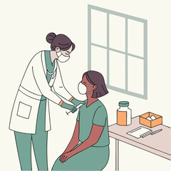 Person getting vaccinated by healthcare worker generated by ai