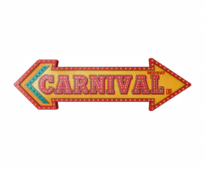 Vibrant illuminated carnival sign beckoning with a retro flair and playful design on display for all