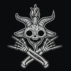 goat skull of Baphomet, grunge vintage design t shirts 
