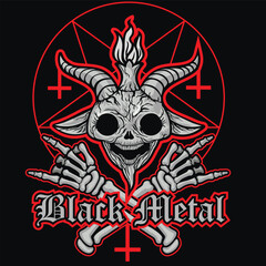 goat skull of Baphomet, grunge vintage design t shirts 