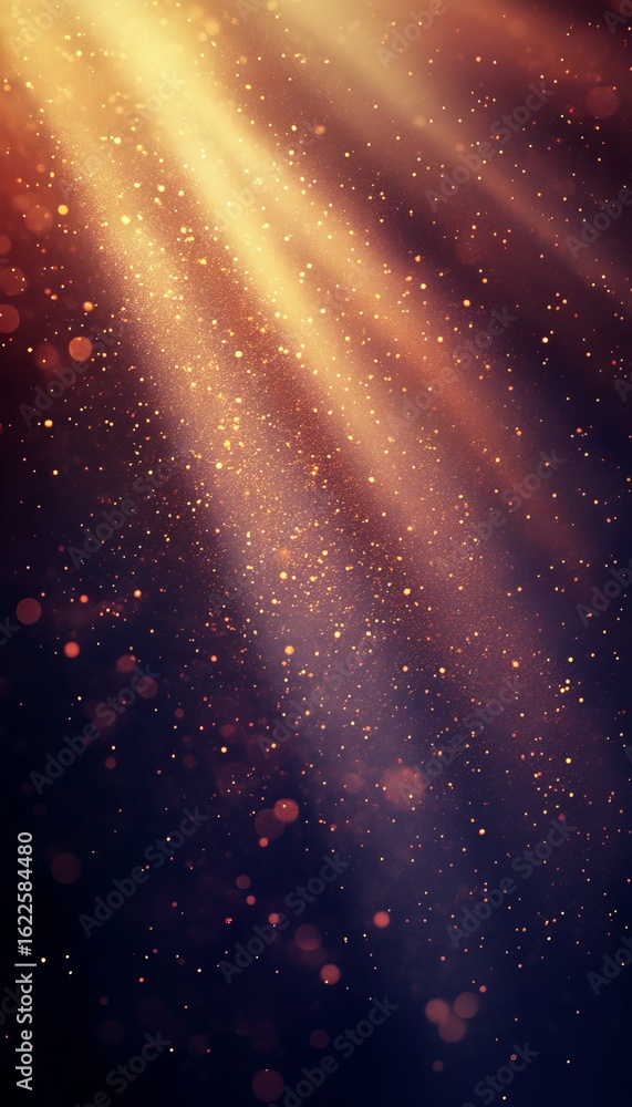 Aufkleber heavenly beams of light illuminating a dark backdrop with ethereal bokeh and shimmering particles