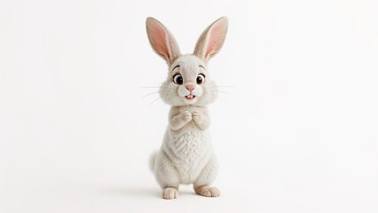 Obraz premium The amusing rabbit stands tall on its hind limbs