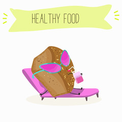 Baked food funny characters, hand drawn vector illustration.