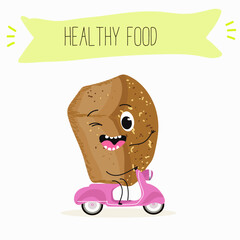 Baked food funny characters, hand drawn vector illustration.