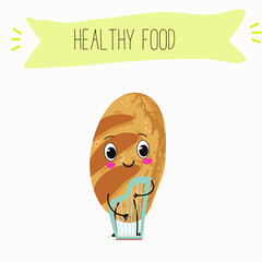 Baked food funny characters, hand drawn vector illustration.