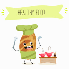Baked food funny characters, hand drawn vector illustration.