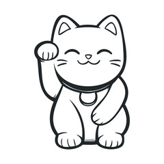 Obraz premium Cute cartoon cat waving happily for childrens design and fun artwork