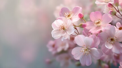 Soft Pastel Floral Background with Light Pink Blossoms and Blur