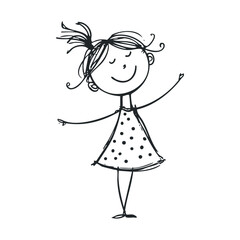 Joyful girl in a polka dot dress celebrating happiness