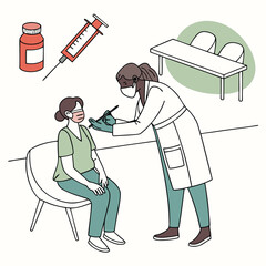 Person getting vaccinated by healthcare worker generated by ai