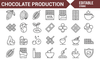 Vector Illustrations of the Stages in Chocolate Manufacturing