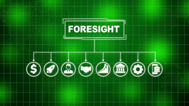 Business foresight concept showing teamwork process, business insights from large data sets, Animated