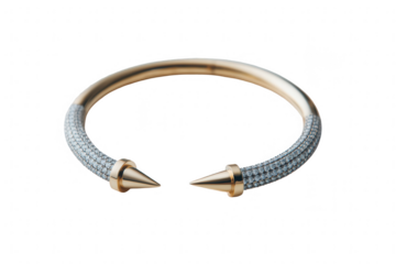 Gold cuff bracelet with studded ends