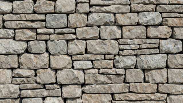 Fototapeta Outdoor stone facade featuring a textured horizontal brick wall