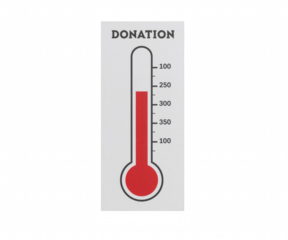 Visual Representation of a Donation Thermometer Displaying Progress and Encouraging Financial Contributions