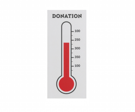 Visual Representation of a Donation Thermometer Displaying Progress and Encouraging Financial Contributions