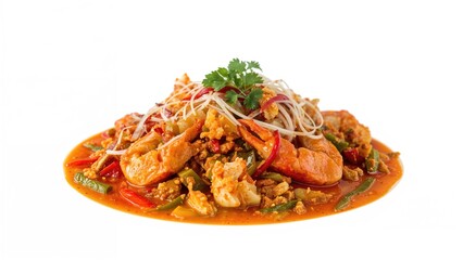 Thai-style crab curry stir-fry with seafood