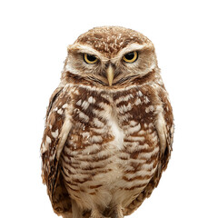 Owl perched front view isolated on a transparent background