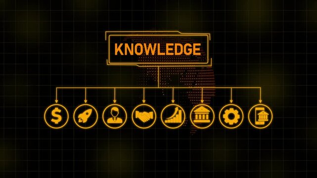 Digital knowledge transfer concept with gears people icons and a folder on a dark background . Digital knowledge transfer concept, business insights from large data sets