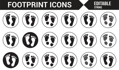 Human Footprint Icons in Circular and Rectangular Designs