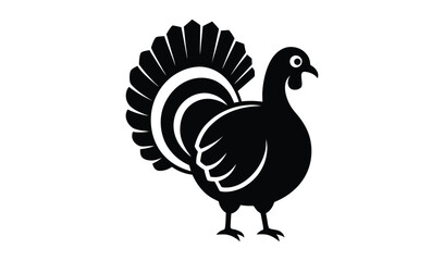 Stylized silhouette of a turkey with fanned tail feathers