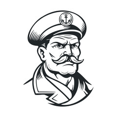 Nautical captain character with a distinct mustache and cap design