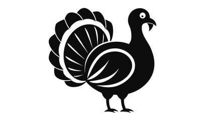 Stylized silhouette of a proud turkey with fanned tail feathers