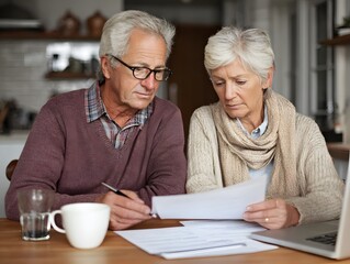 senior couple comparing healthcare insurance options