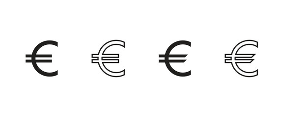 Euro sign vector. Euro currency sign in fill color and line art.	