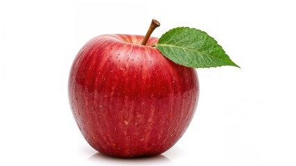 Crimson apple set against a plain white backdrop