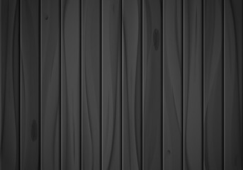 Vector wooden panel background. Horizontal realistic black wood grain texture, dark natural textured wall, top view of empty wooden floor. Vintage parquet, textured surface soft wood planks backdrop.