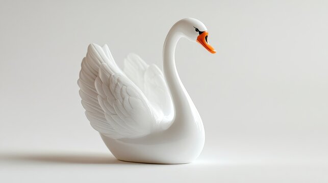 White swan figurine on white background. (2) - Powered by Adobe