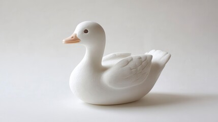 White ceramic duck figurine on white background.