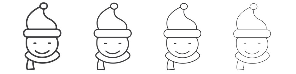 Snowman head icon vector collection, illustration logo template in trendy thin line editable strokes style.